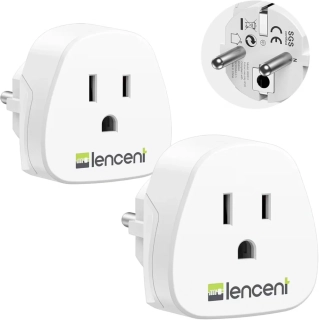 2x cestovní adaptér LENCENT USA na evropskou zásuvku OK1042