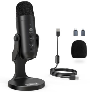 USB kondenzátorový mikrofon Zealsound K66, černý PC OK0118