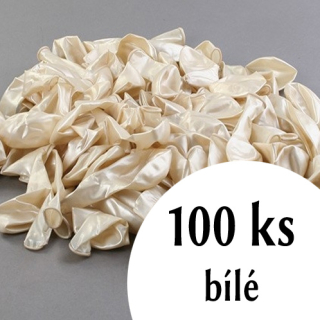 100 ks BÍLÉ nafukovací balonky