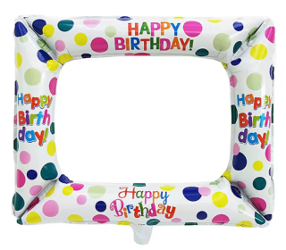 Rámeček Happy Birthday bílý s puntíky nafukovací balónek 57 x 55 cm (F395)