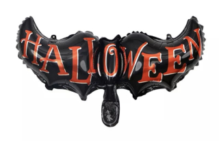 Netopýr s nápisem halloween nafukovací balónek malý 47 x 17 cm (F149)